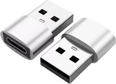 Welley - USB B naar USB C Adapter - Opzetstuk USB C - Wit - Set van 2 - pc