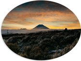WallClassics - PVC Schuimplaat Ovaal - Uitzicht op Vulkaan in de Verte - 40x30 cm Foto op Ovaal (Met Ophangsysteem)
