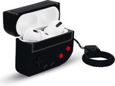 Cadorabo Hoesje geschikt voor Apple AirPod PRO 2 - Design Retro Game Black - Draagbaar Silicone hoofdtelefoon beschermend geval 3D geval sleutelhanger