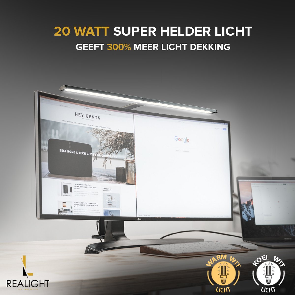 Realight Bureaulamp – 80cm LED Daglicht Dimbaar thumbnail 7