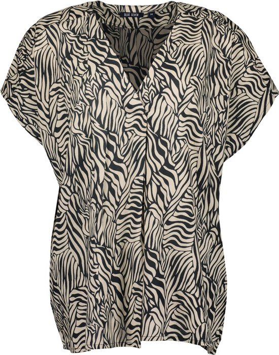 Blue Seven blouse dames - dames blouse - zwart/beige print - KM - 180184 - maat 40