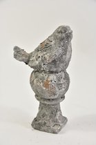 Figuren - Vogel Op Pilaar ''raw'' 12x8x22cm Grey