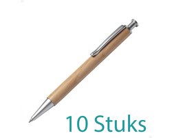 10 Stijlvolle houten pennen in hout (beuk) - Promopack - Kan gegraveerd worden met uw naam of logo!