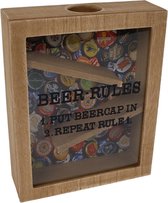 Teksten - Spaarpot ''beergame'' Naturel Hout 16x5x20cm