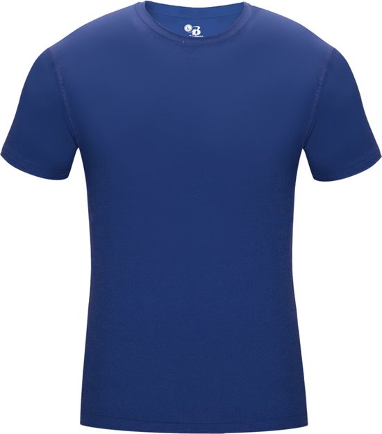 BADGER SPORT - Shirt Met Korte Mouwen - Pro Compression - Diverse Sporten - Volwassenen - Polyester/Elastaan - Heren - Ronde Hals - Ondershirt - Zweet Afvoerend - Kobalt Blauw - Small