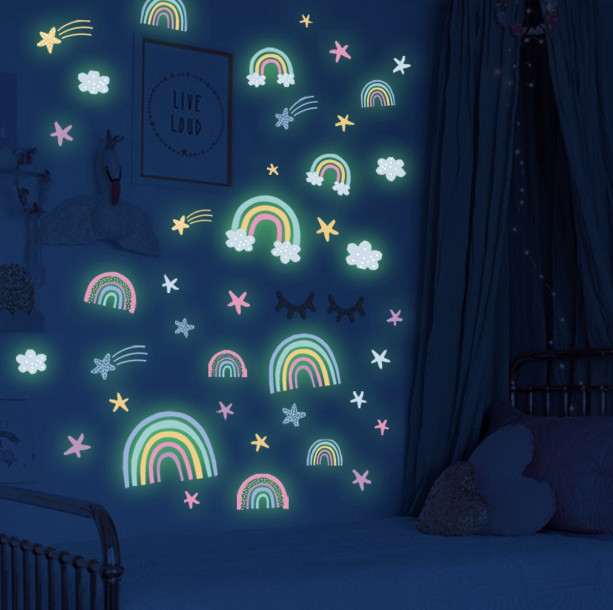 Muursticker Glow in the Dark - Vlinders