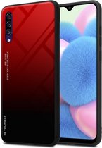 Cadorabo Hoesje geschikt voor Samsung Galaxy A50 4G / A50s / A30s in ROOD - ZWART - Tweekleurige beschermhoes van TPU-silicone Case Cover en achterzijde van gehard glas