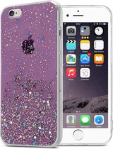 Cadorabo Hoesje voor Apple iPhone 6 / 6S in Paars met Glitter - Beschermhoes van flexibel TPU silicone met fonkelende glitters Case Cover Etui
