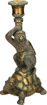 Kandelaren - Candle Holder Monkey Polyresin Gold 13.5x10x24,5cm