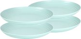 Set de 8x assiettes rondes en plastique vert 25 cm - Réutilisable - Assiette plate - Assiette barbecue - Assiette camping