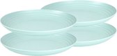 Set van 8x stuks rond kunststof borden groen 25 cm - Herbruikbaar - Dinerbord - Barbecuebord - Campingbord