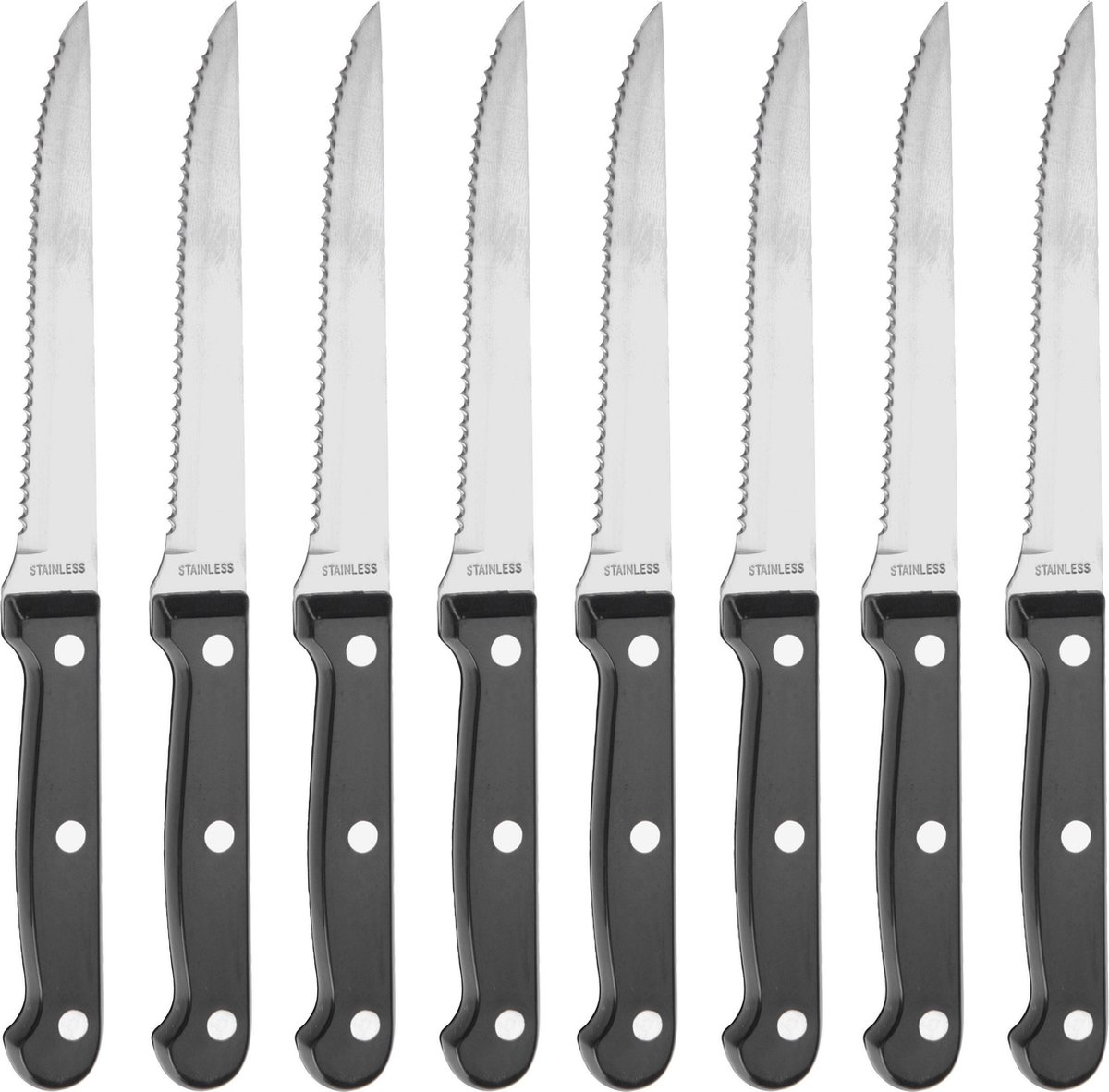 8x Steakmessen/vleesmessen bestek 23 cm - Keukenbenodigdheden - Eetgerei - Vlees snijden - Bestek - Scherpe messen