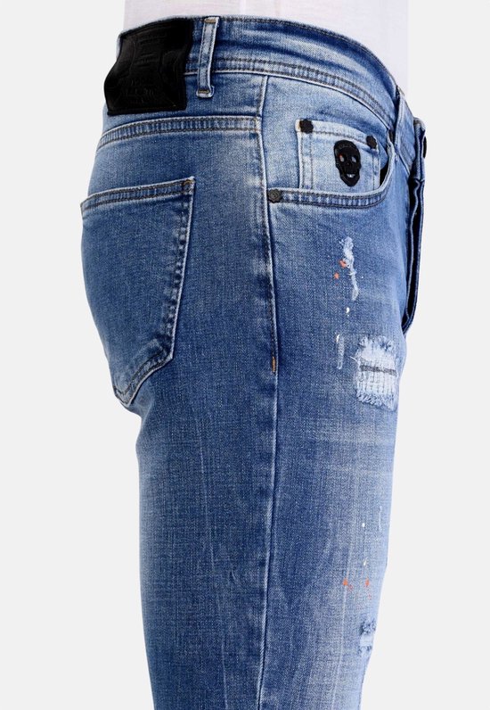 Pantalon Paint Splatter Homme Coupe Slim - 1063 - Blauw