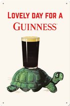 Metalen wandbord Guinness Bier Schildpad - 20 x 30 cm - Gebold en Reliëf