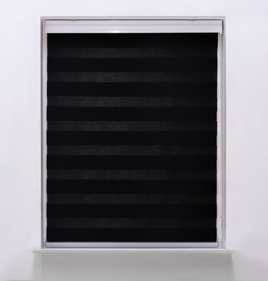 Duo Rolgordijn Lichtdoorlatend Zwart op maat gemaakt - 139x175cm
