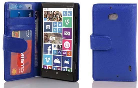 Étui Cadorabo adapté à Nokia Lumia 929 / 930 en BLEU NEPTUNE - Housse de protection avec fermeture magnétique et 3 emplacements pour cartes Book Case Cover Etui