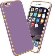 Cadorabo Hoesje geschikt voor Apple iPhone 6 / 6S in Glossy Paars - Goud - Beschermhoes Case Cover van flexibel TPU-silicone en met camerabescherming