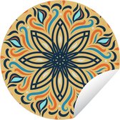 Cercle de jardin - Motif carré sur fond jaune avec une fleur noire et des décorations - 150x150 cm - Affiche de jardin