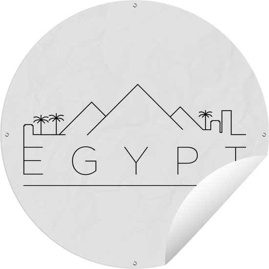 Tuincirkel Skyline "Egypte" zwart op wit - 150x150 cm - Ronde Tuinposter - Buiten