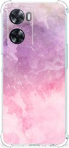 Smartphone hoesje OPPO A57 | A57s | A77 4G Stevige Telefoonhoesje met transparante rand Pink Purple Paint