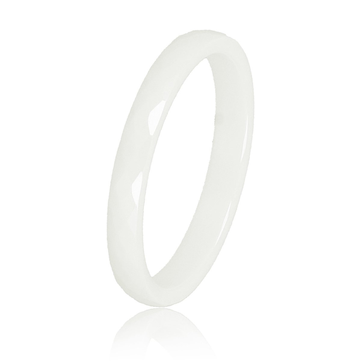 My Bendel - Keramieken ring facet geslepen soft wit 3mm - Keramische, onbreekbare, mooie zacht witte dames ring - Verkleurt niet - Met luxe cadeauverpakking