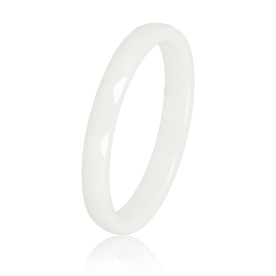 My Bendel - Keramieken ring facet geslepen soft wit 3mm - Keramische, onbreekbare, mooie zacht witte dames ring - Verkleurt niet - Met luxe cadeauverpakking