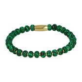 My Bendel - Bracelet en perles d'or avec pierre précieuse Malachite - Bracelet spécial en or avec pierres précieuses Malachite - Avec coffret cadeau de luxe