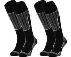 NOMAD® Skisokken Essential 2-Pack | 43/46 Zwart | Warme sokken Dames / Heren | Lange Huissokken / Wandelen / Sporten | Knie Kousen | Goede vochtafvoer