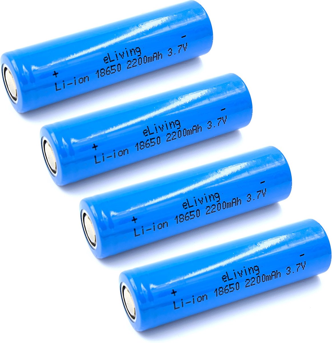 18650 (65x18mm) batterijen. 2200mAh 3,7V Li-ion. 4 stuks.