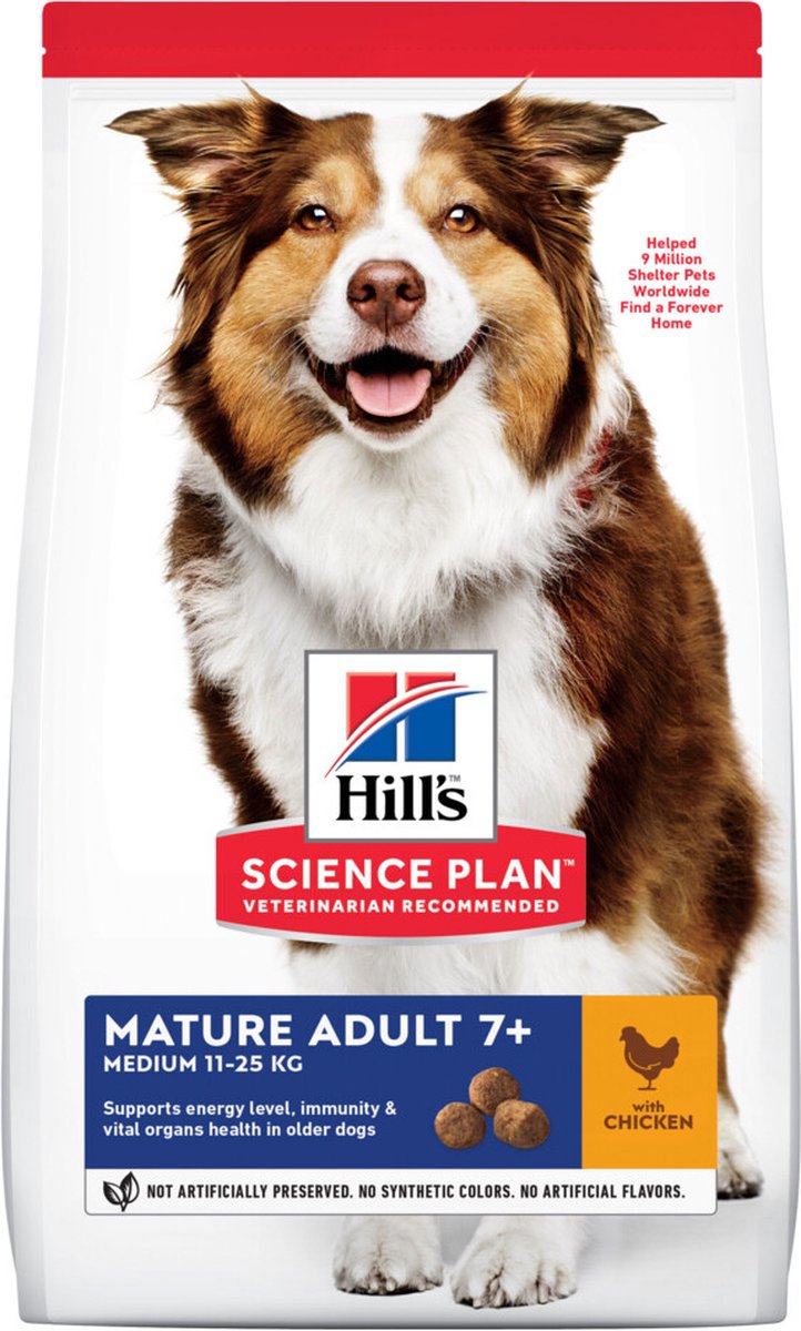 Bol.com 4x Hill's Science Plan Hondenvoer Mature Adult Medium Kip 2,5 kg aanbieding