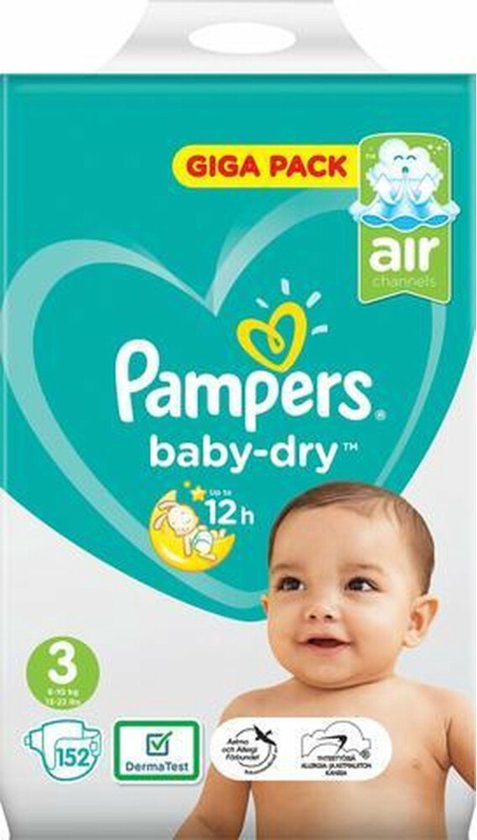 Couches Pampers Bébé Dry Taille 3 3-152 pièces GIGA | bol