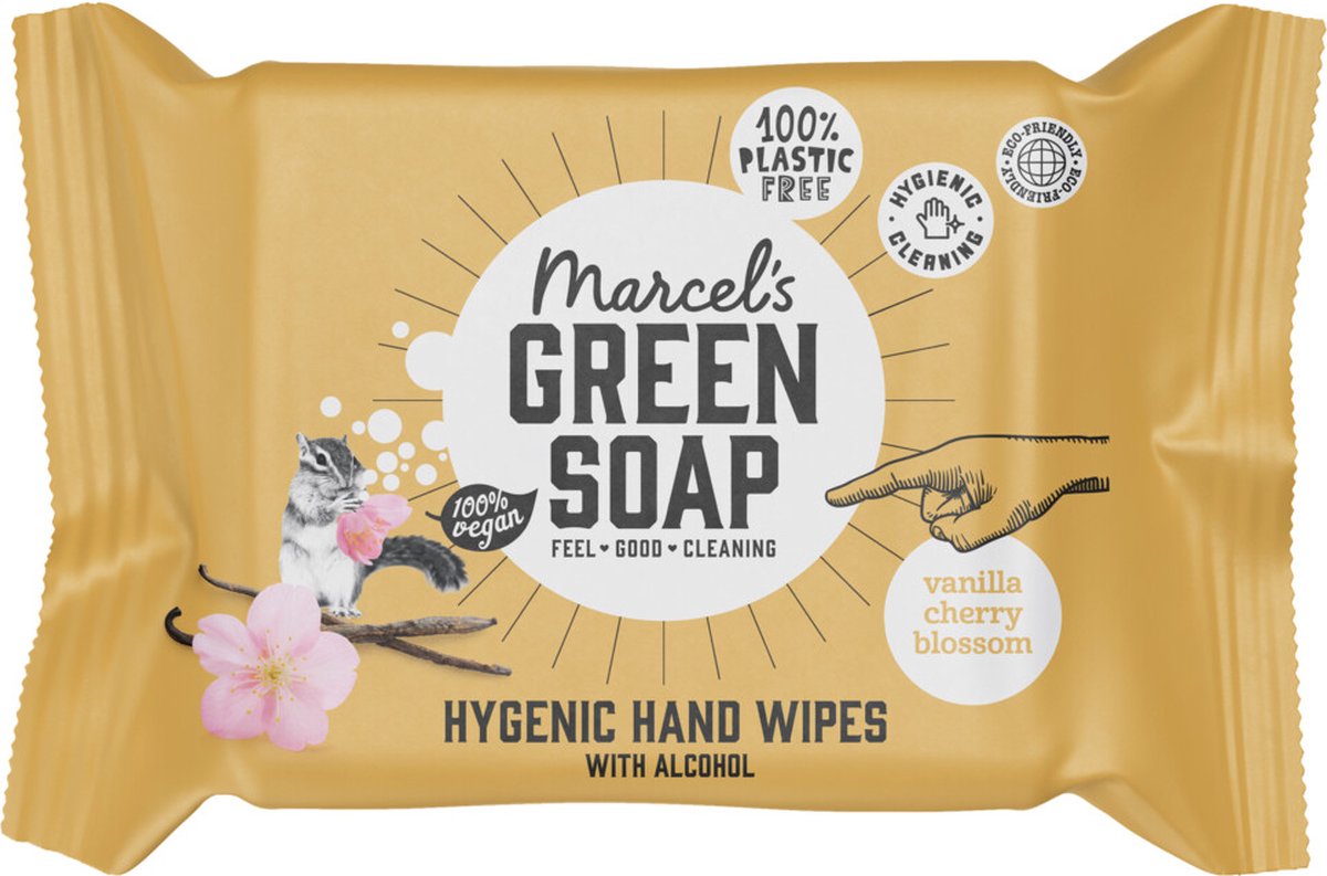 Marcel's Green Soap Hand doekjes Vanille en Kersenbloesem 15 stuks