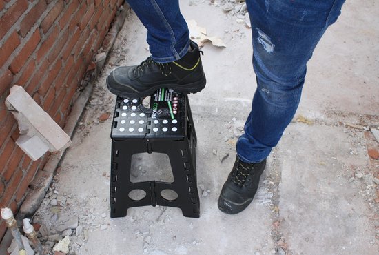 Heimwohl Opvouwbare opstapkruk voor volwassenen 16 inch, 2025 opvouwbare kruk met veiligheidsslot en draaibare handgreep, antislip opvouwbare opstap met een capaciteit van 150 kg, ideaal voor thuis