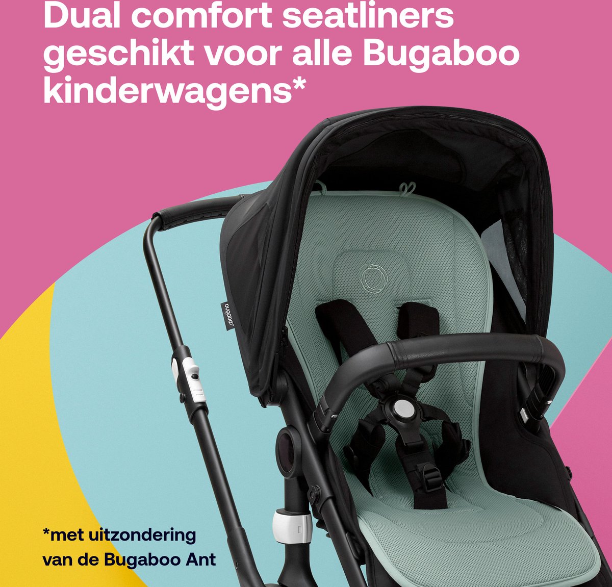 Bugaboo dual comfort seatliners voor kinderwagens, Midnight Black thumbnail 6
