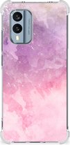 Smartphone hoesje Nokia X30 Stevige Telefoonhoesje met transparante rand Pink Purple Paint