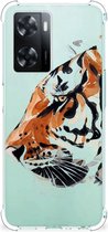 Anti Shock Bumper Case OPPO A57 | A57s | A77 4G Smartphone hoesje met doorzichtige rand Tiger