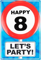 Happy age card 8 jaar (Wenskaart met Button)