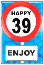 Happy age kaart 39 jaar (wenskaart met button)