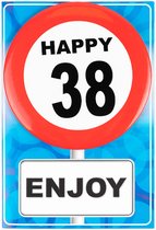 Happy age kaart 38 jaar (wenskaart met button)
