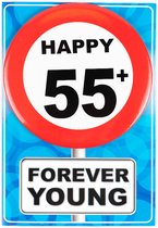 Happy age kaart 55 jaar (wenskaart met button)