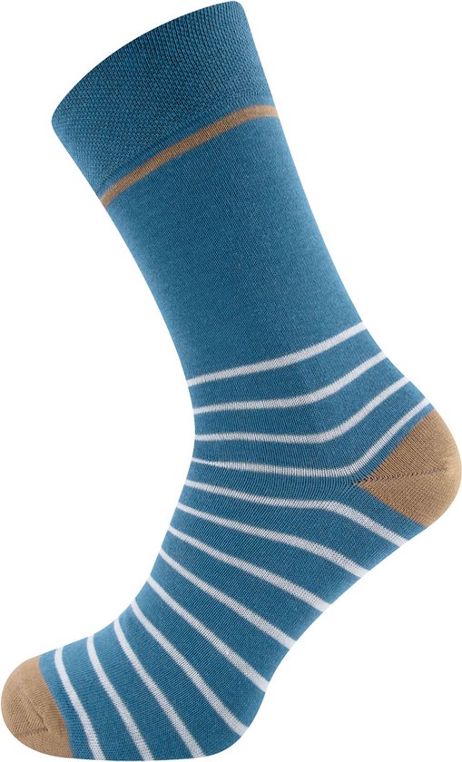 Ewers gestreepte sokken heren - lichtblauw