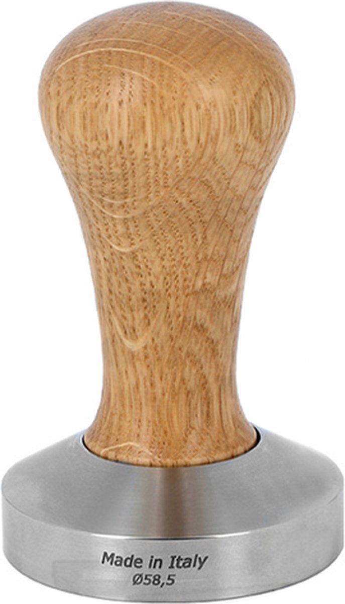 BaristaPro Koffie Tamper - Eikenhout - RVS Flat Base - 58,5mm