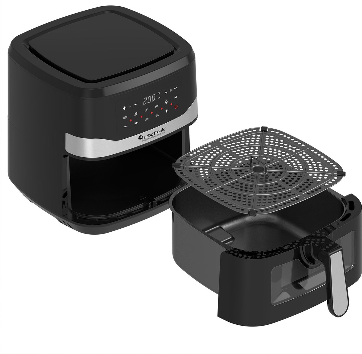 Solis Air Fry & Dry XL 7,5 Liter - Heteluchtfriteuse Met Kijkvenster & 10 Programma's - Zwart Handvat