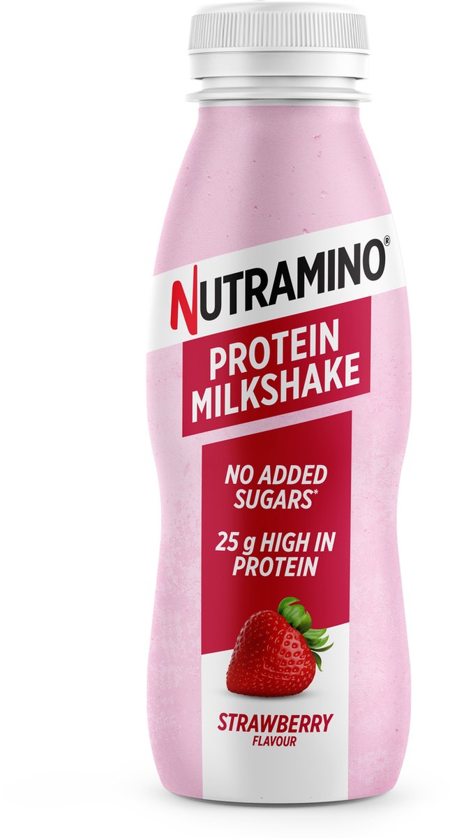 Nutramino Nutra-Go Shake - Eiwitmilkshake Aardbei - Proteine Shake - 12 stuks (12x330ml)