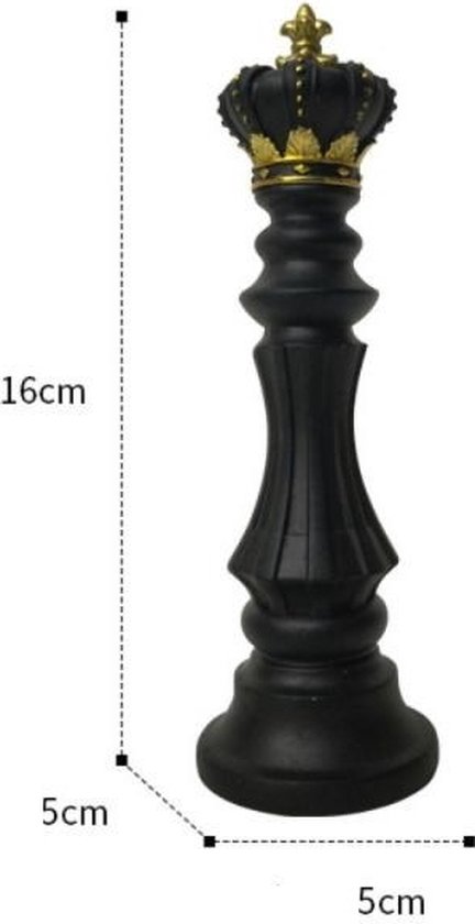 WiseGoods Figurine de Pièces d'échecs de Luxe King - Figurine de jeu d'échecs - Décoration d'intérieur Echecs - Décoration de figurines Jeu d'échecs - Zwart