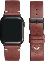Convient au bracelet Apple Watch 44 mm - Série 1 2 3 4 5 6 7 8 SE Ultra - Bracelet de montre Smartwatch iWatch - 42 mm 44 mm 45 mm 49 mm - Fungus - Cuir PU - Rouge vin - Coutures en V
