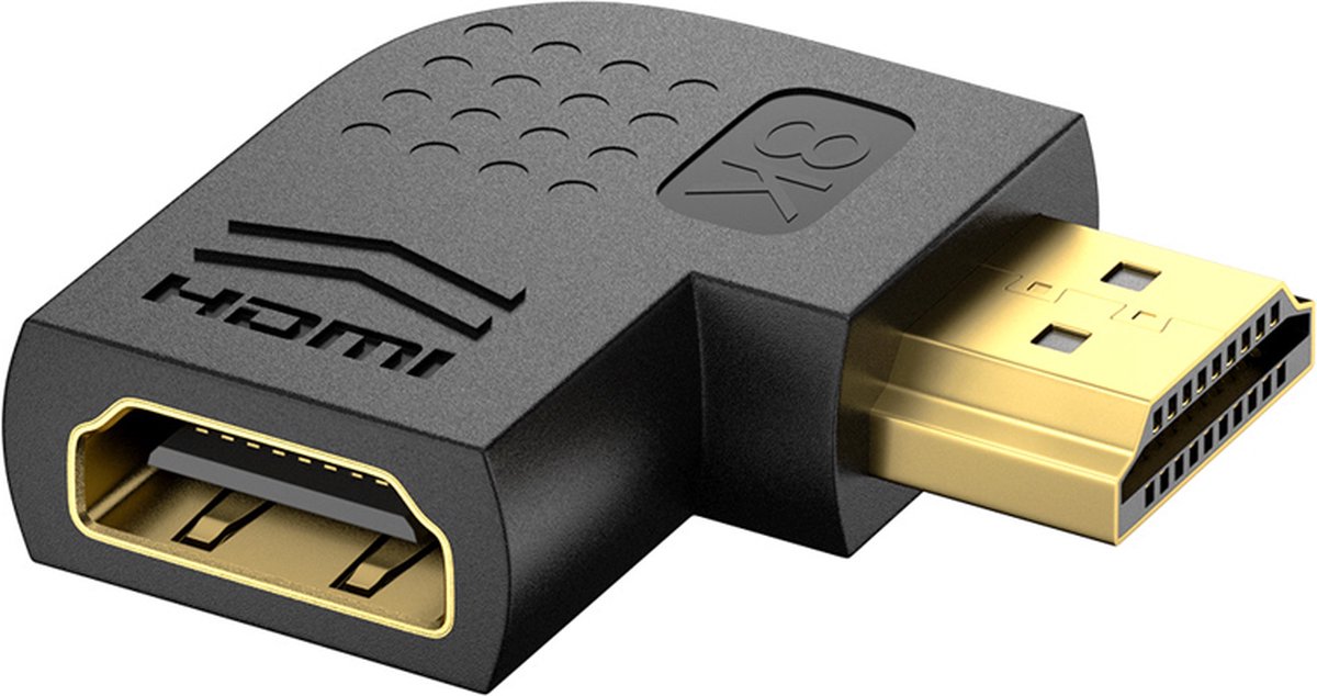 NÖRDIC HDMI-N5019 - schuine HDMI 2.1 adapter - 8K60Hz / 4K120Hz - HDR - Zwart