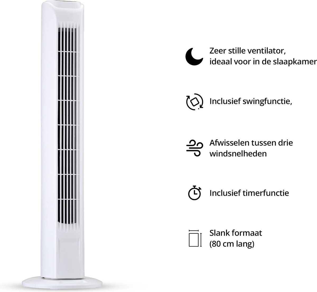 Ventilateur colonne 78cm 45w silencieux alpina blanc 3 vitesses oscillation  réglable ALPINA Pas Cher 