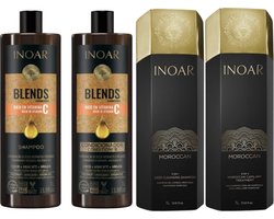 Inoar Moroccan Keratine Kit 1000 ML Met Blends Shampoo & Conditioner 800 ML