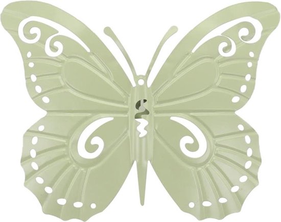 HBX natural living Muur deco vlinder Madame 36xh28cm olijfgroen